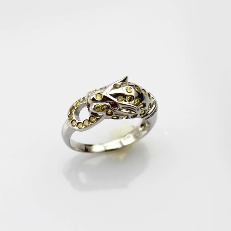 Designer Jewelry Pave Cubic Zircon 925 Silver Leopard Ring(R210)