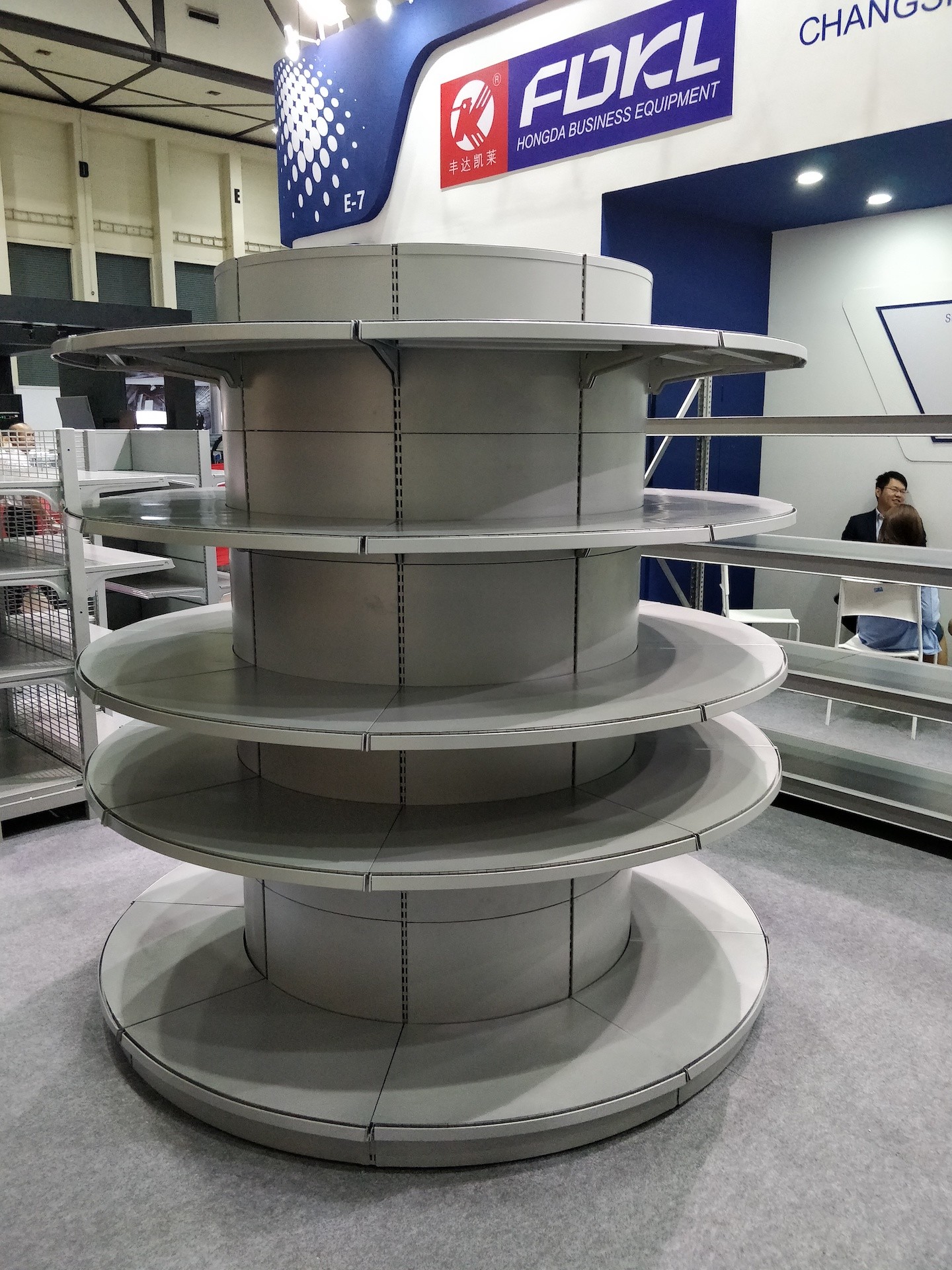 SPCC Material Supermarket Metal Shelves Customized Color Round Circle Shape