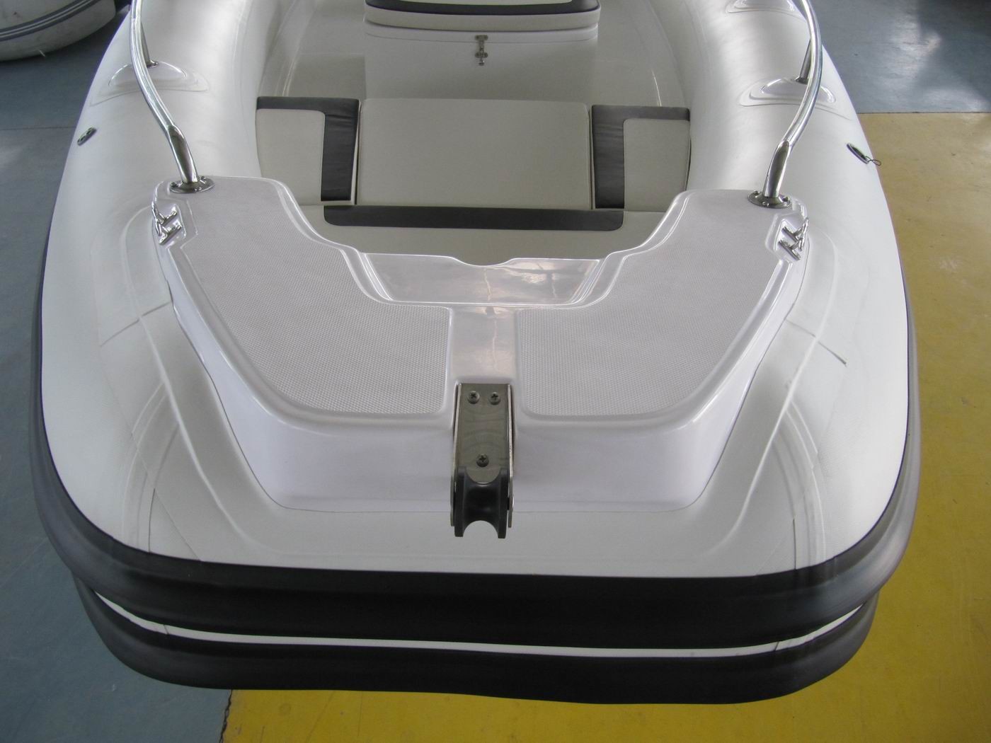 Fiberglass + Orca Hypalon Rigid Hull Inflatable Rib Boat with steering system