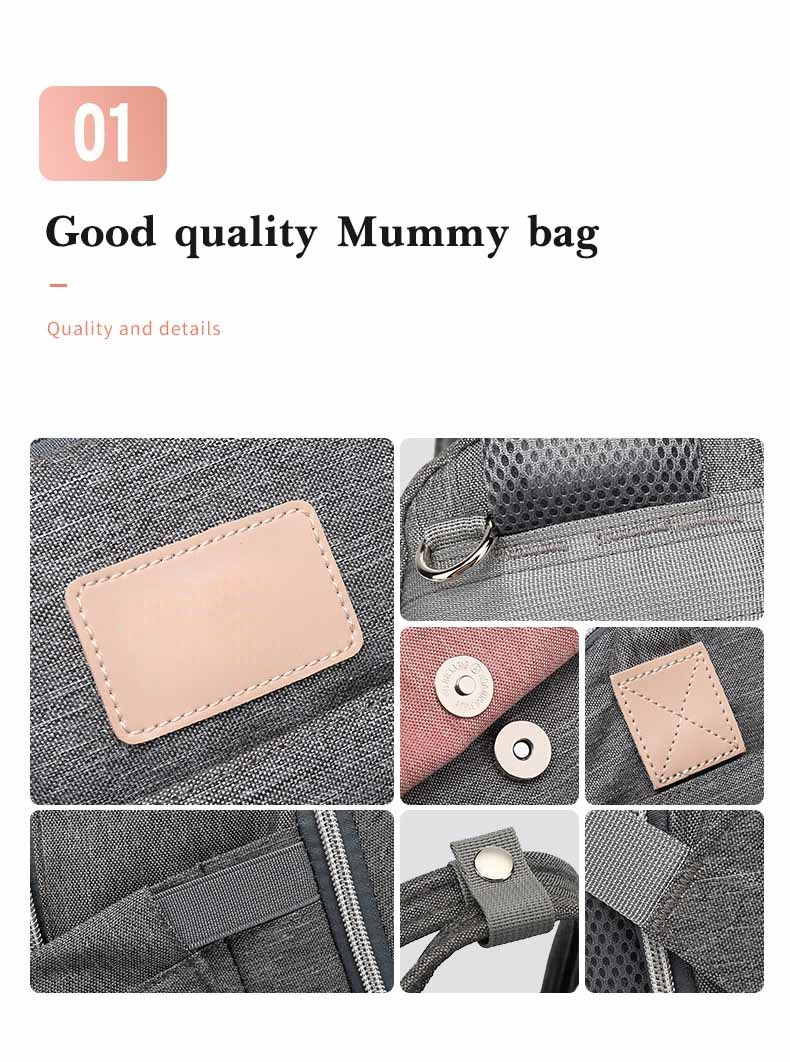 Large Capacity Mom Baby Bag Multi-function Waterproof Outdoor Travel Diaper Bag With USB Charging For Baby Care