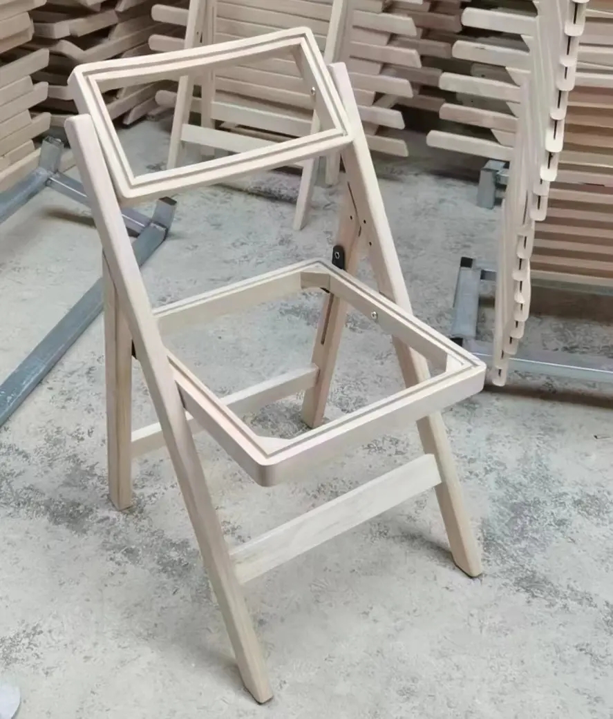 Restaurant Folding Outdoor Wicker Dining Chairs Wooden Frame Rattan Side Chair
