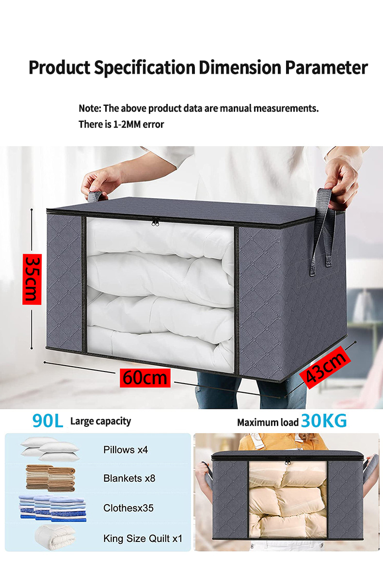 Non Woven Storage Box With Lids And Handle for Organizing Clothes Rectangle Load ＞10kg