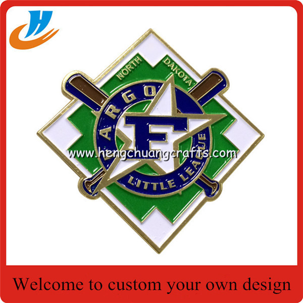China badge pin factory specialized in metal baseball pin badge with custom design