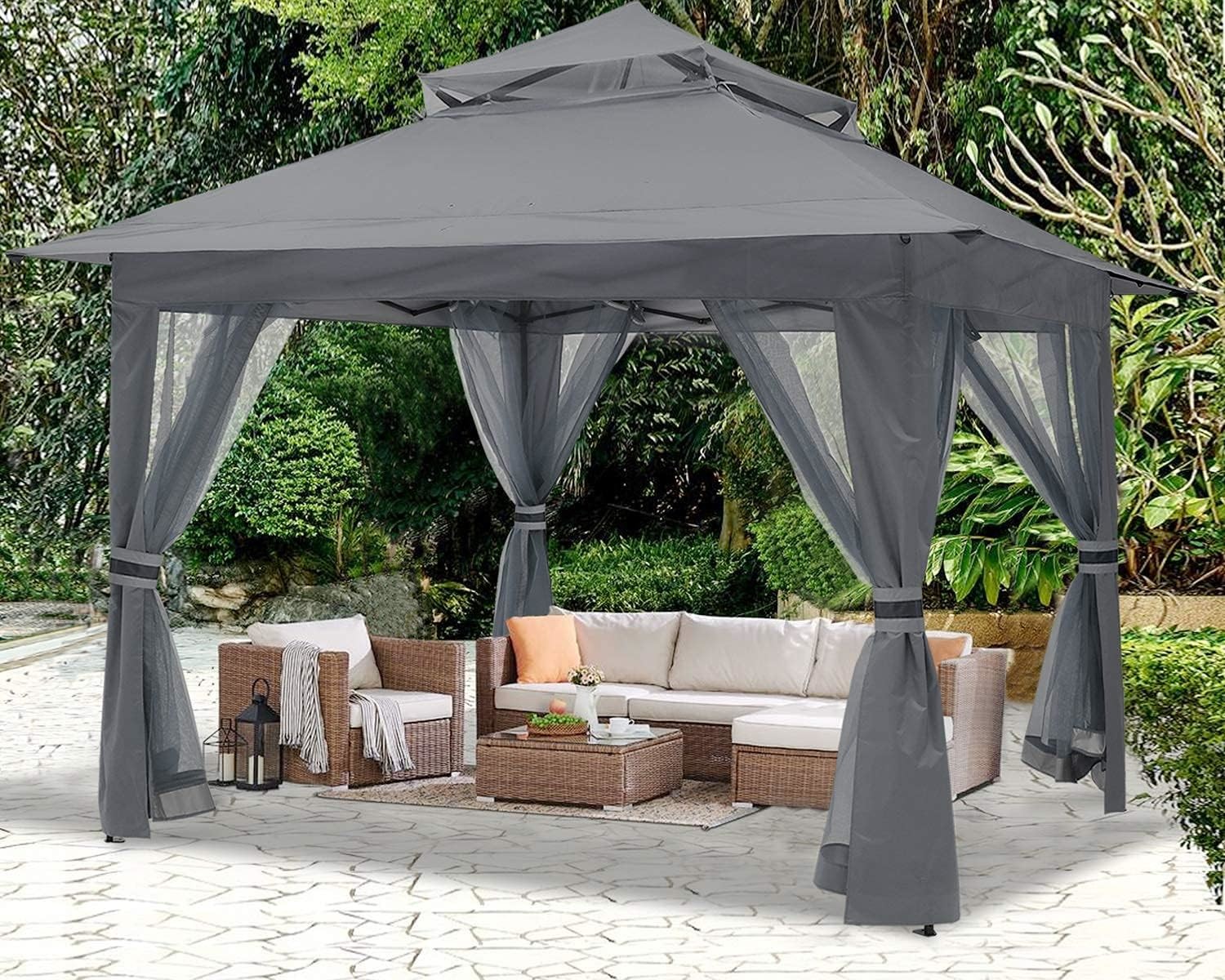 Pop Up Gazebo Mosquito Nettings, Outdoor Canopy Shelter Garden Lawn Backyard, Patio Cover Outdoor Gazebo Pergol