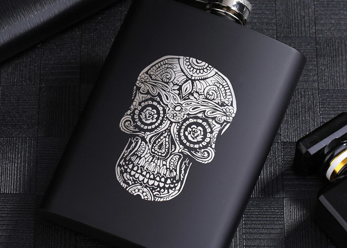 High End Kitchen Household Items Matte Black Hip Flask Spray Paint 8 Oz