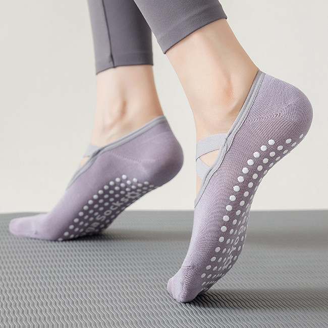 Sports Plain Non Slip Yoga Socks Backless Yoga Pilates Socks With Grips