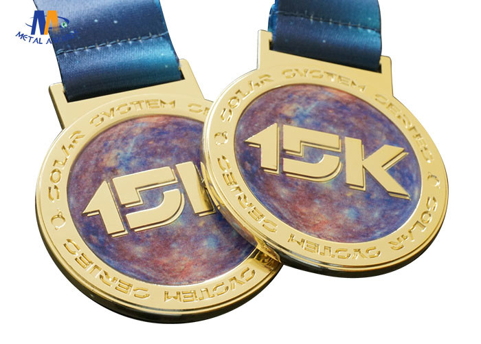 Colorful Printing Custom Sports Medals 15K Medailles With Heat Transfer Ribbon