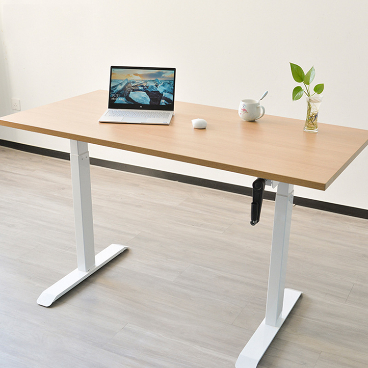 Commercial Furniture Modern Design Brown Wooden Manual Standup Desk for Small Office