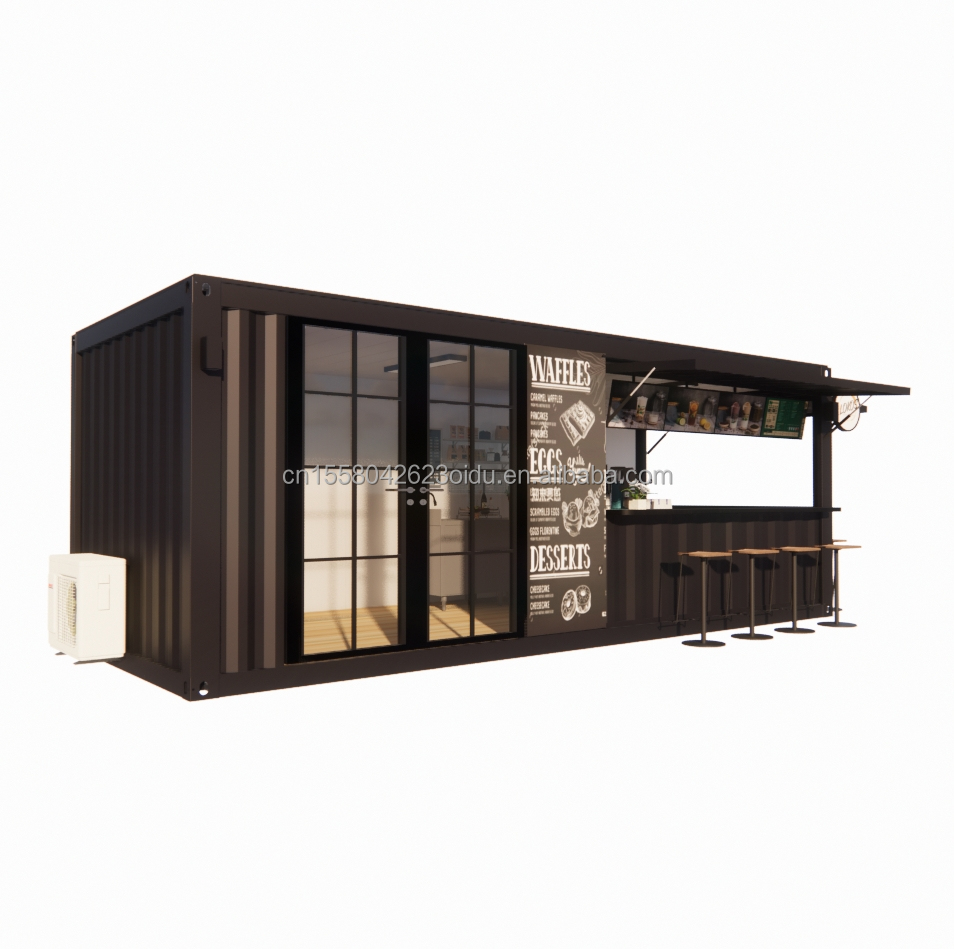 Galvanized Steel Bending 180g Steel Frame Modern Design Prefabricated 20ft Container Bar Coffee Shop Fast-Food Restaurant