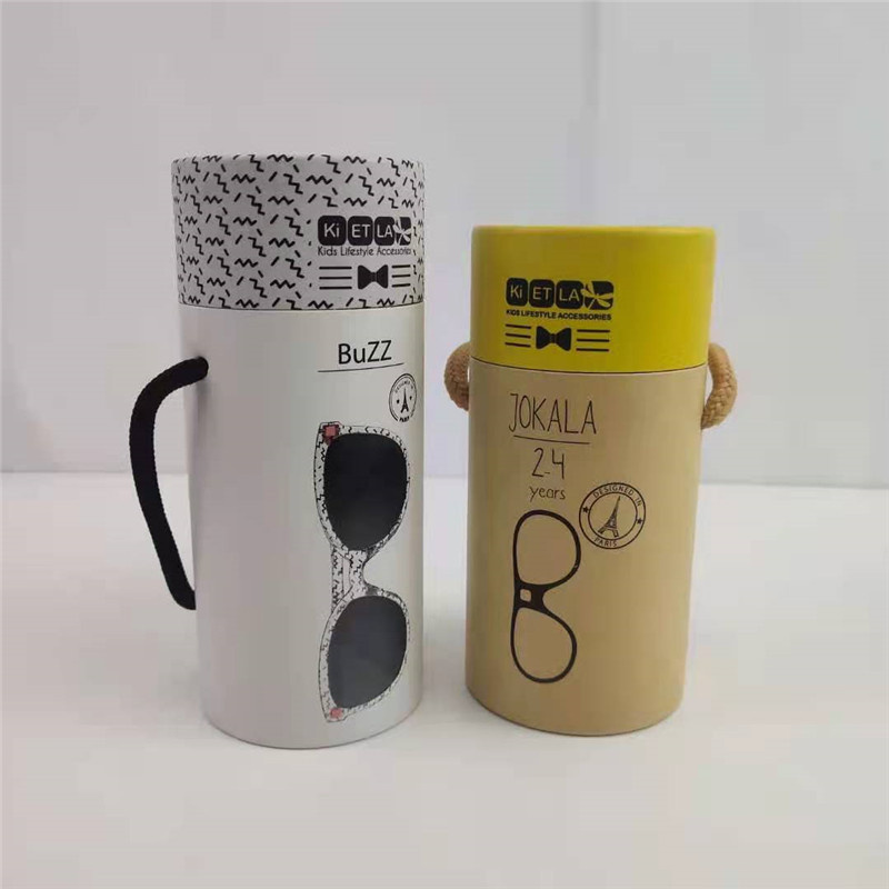 Round Craft Paper Cylinder Packaging Recyclable Cardboard Tube Gift Box With Handle