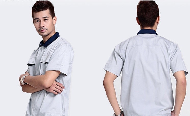 CVC Fabric Industrial Work Uniforms Anti - Shrink With Company Embroidery Logo