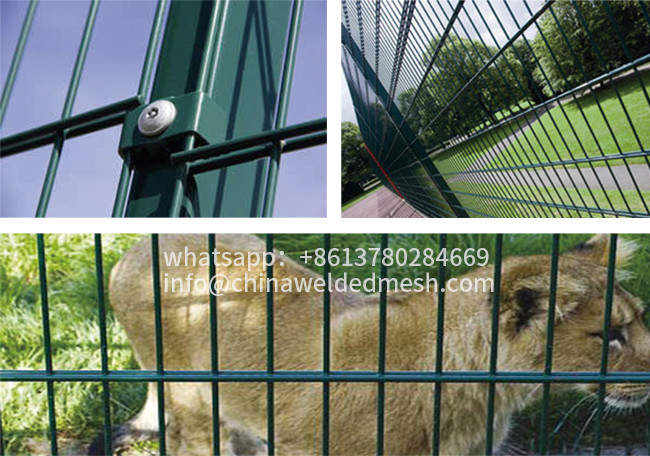 HUILONG PVC Coated Wire Mesh Fence , 2.43m Double Loop Wire Fence