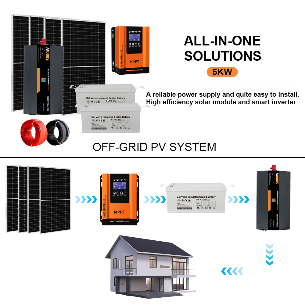 5KW All In One Solar Power System Complete Off Grid Solar Power Kits For Homes