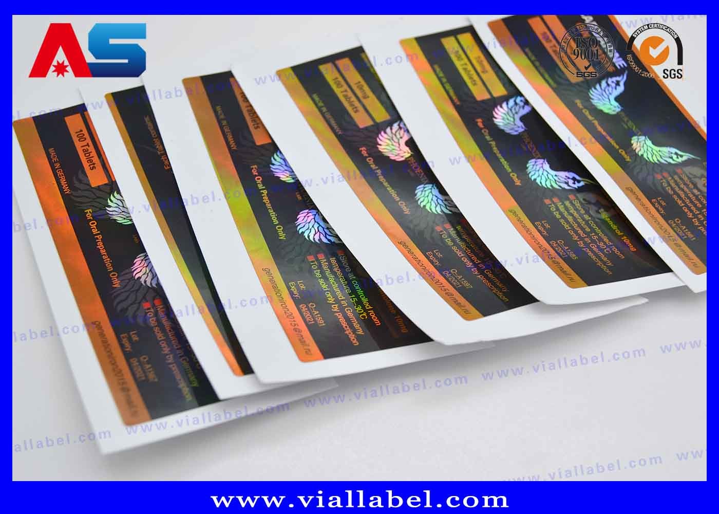 Pharmaceutical Laser Hologram Adhesive Bottle Labels for 3ml / 2ml peptide packaging with plastic tray