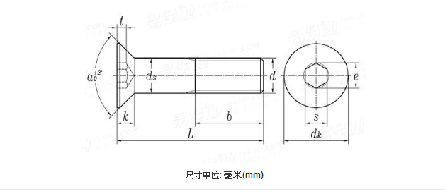 High Strength DIN7991 Black Zinc Steel Flat Head Hex Socket Screw for Heavy Machinery