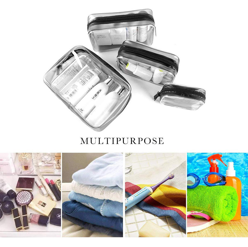 4 Pcs Waterproof PVC Zippered Toiletry Carry Portable Makeup Organizer Bag