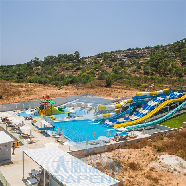 FRP Resort Water Slide Combo Children Adults Big Pool Water Slides RoHS Approved