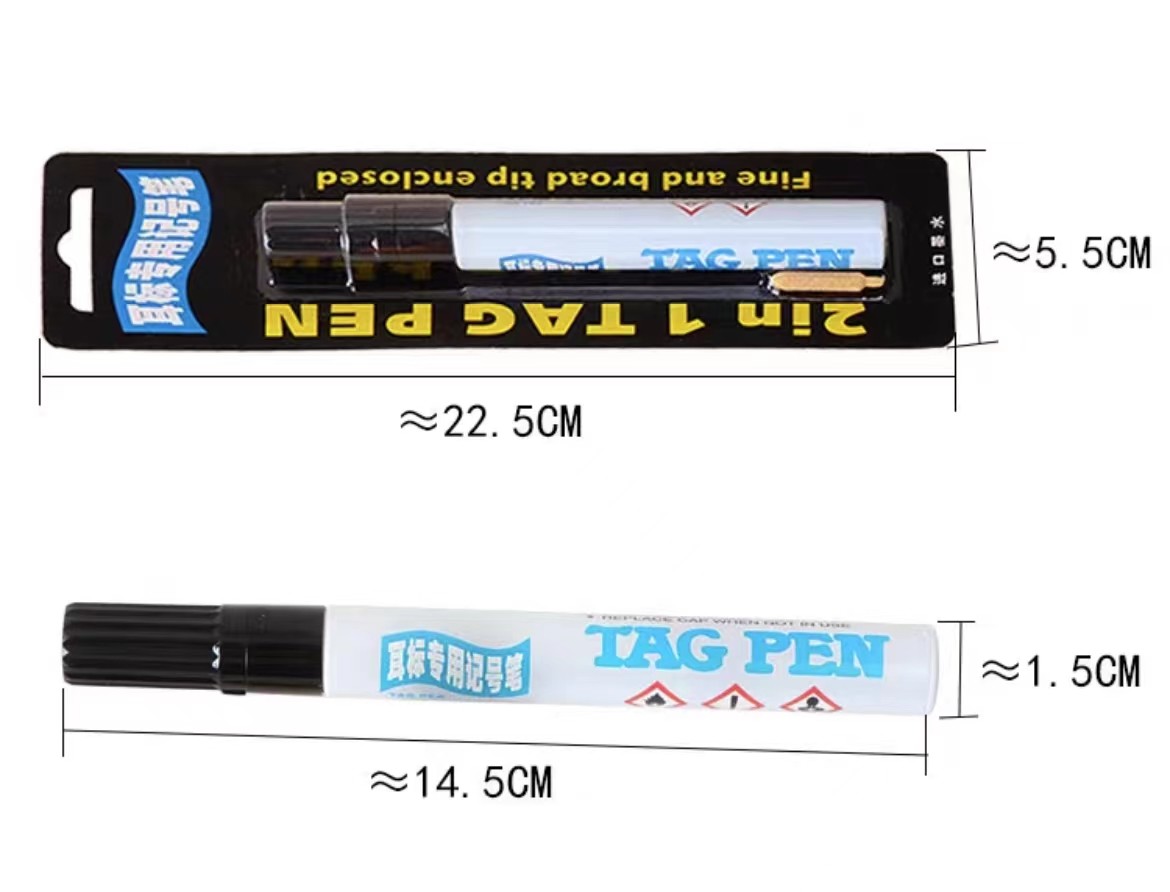 Permanent Black Ink Goat Cattle Ear Tag Marker Pen 14.5*15mm