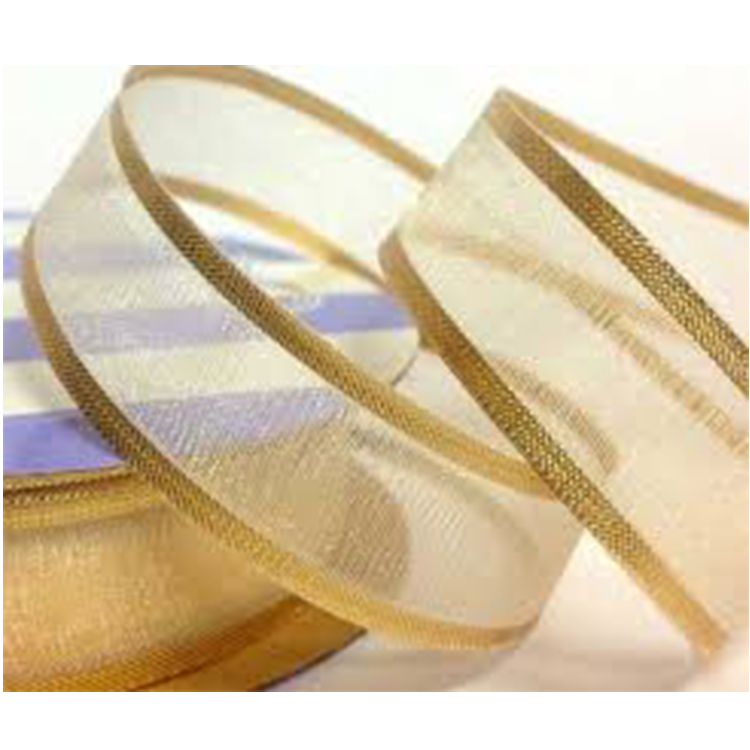 Satin Edge Wired Organza Ribbon , Sheer Style Fancy Green Organza Ribbon