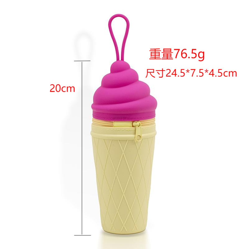 Cute Ice Cream Silicone Pencil Pen Case Pencil Pouch Stationery Pen Holder For Students School Supplies Christmas Gift