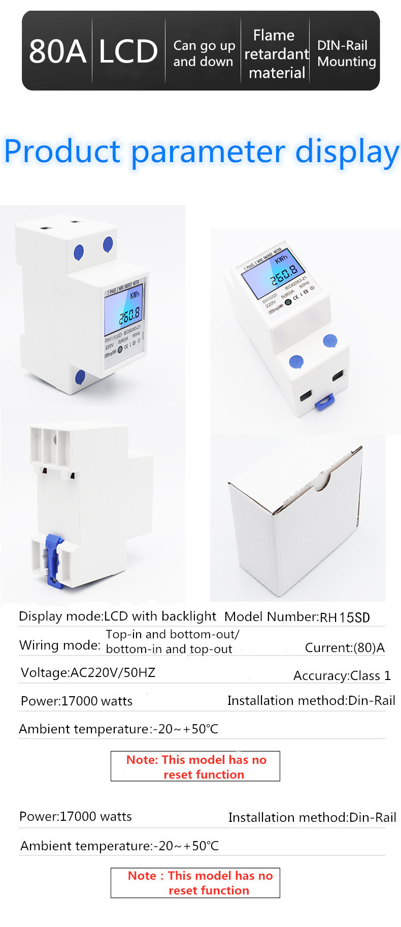Good Quality and Low Price Electronic DIN rail type Active power meter with LCD display