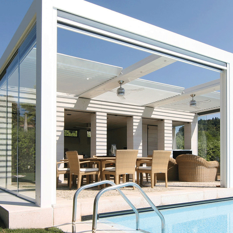 Garden Patio Gazebo Retractable Awning Motor Remote Control System Durable