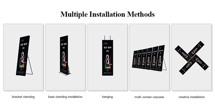Floor Standing LED Poster Display Full Color P4 Portable Advertising Publish