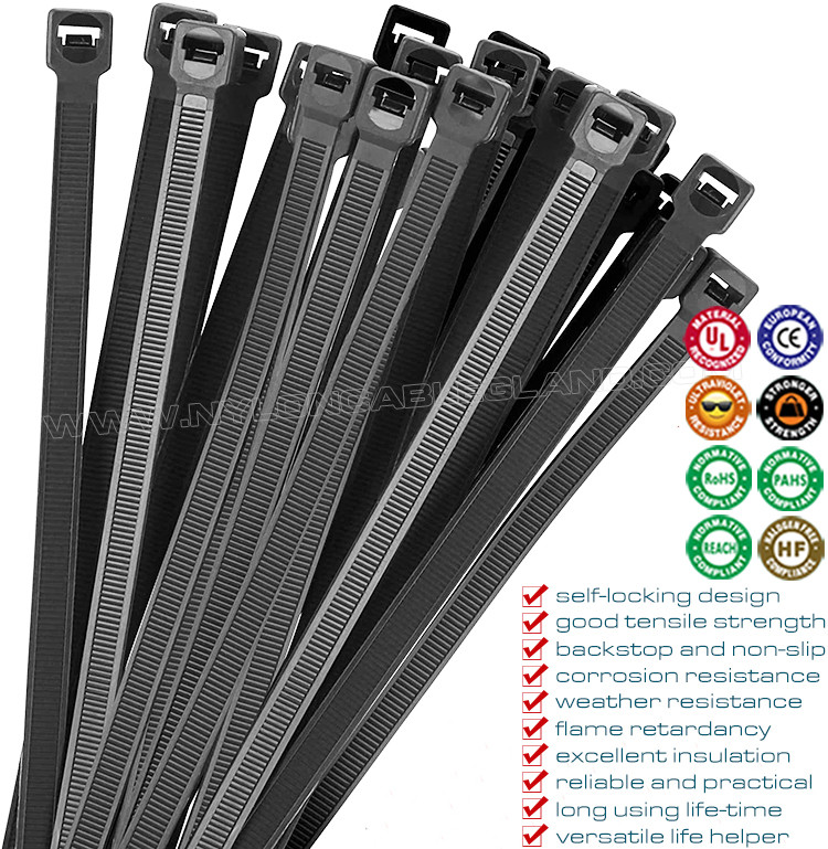 Cable Ties 4.8x300mm Plastic Zip Cable Tie, Ø3.5~80mm Adjustable PA Nylon 66 Cable Tie (50lbs) for Home, Office, Garden