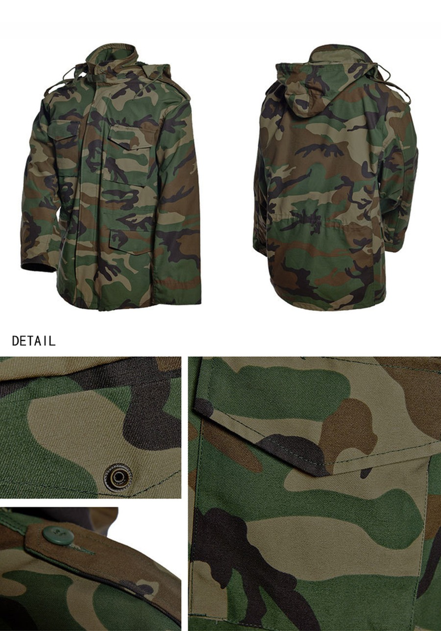 Men's Custom Woodland Camouflage Tactical Combat Jacket for Winter Outdoor Training