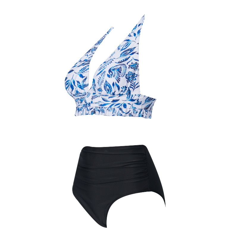 Tiered Layer Tie a Knot Front Top With Low waist Bikini swimsuit high cut