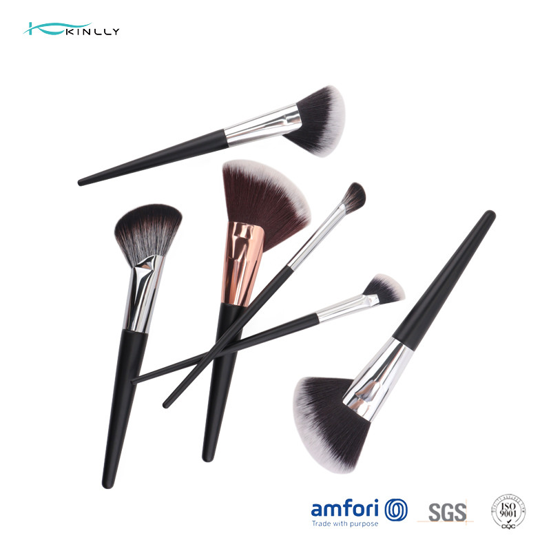 Private Label OEM Fan Wooden Handle Makeup Brushes