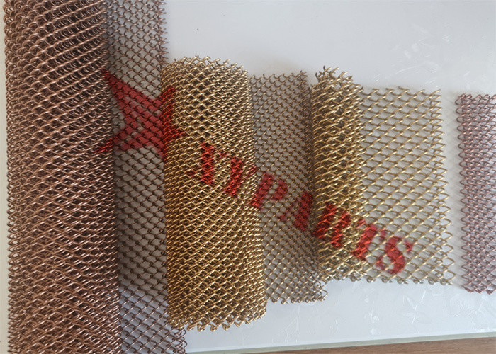 1.0mm Wire Architectural Metal Coil Curtain With Ceiling Mounted Track System