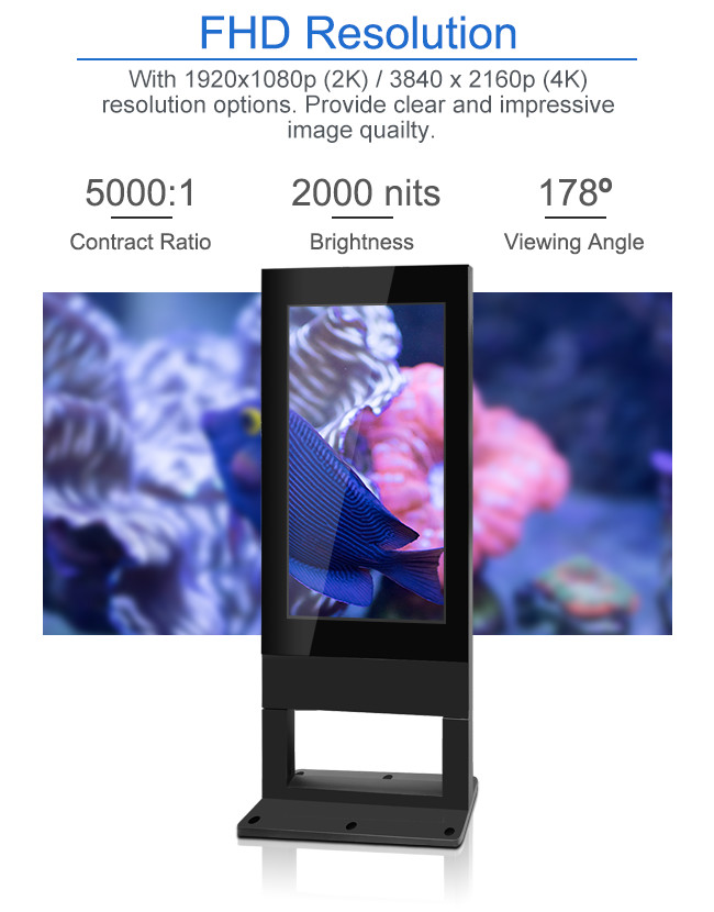 Exterior Display LCD Monitor High Temperature Resist 2500nits LVDS