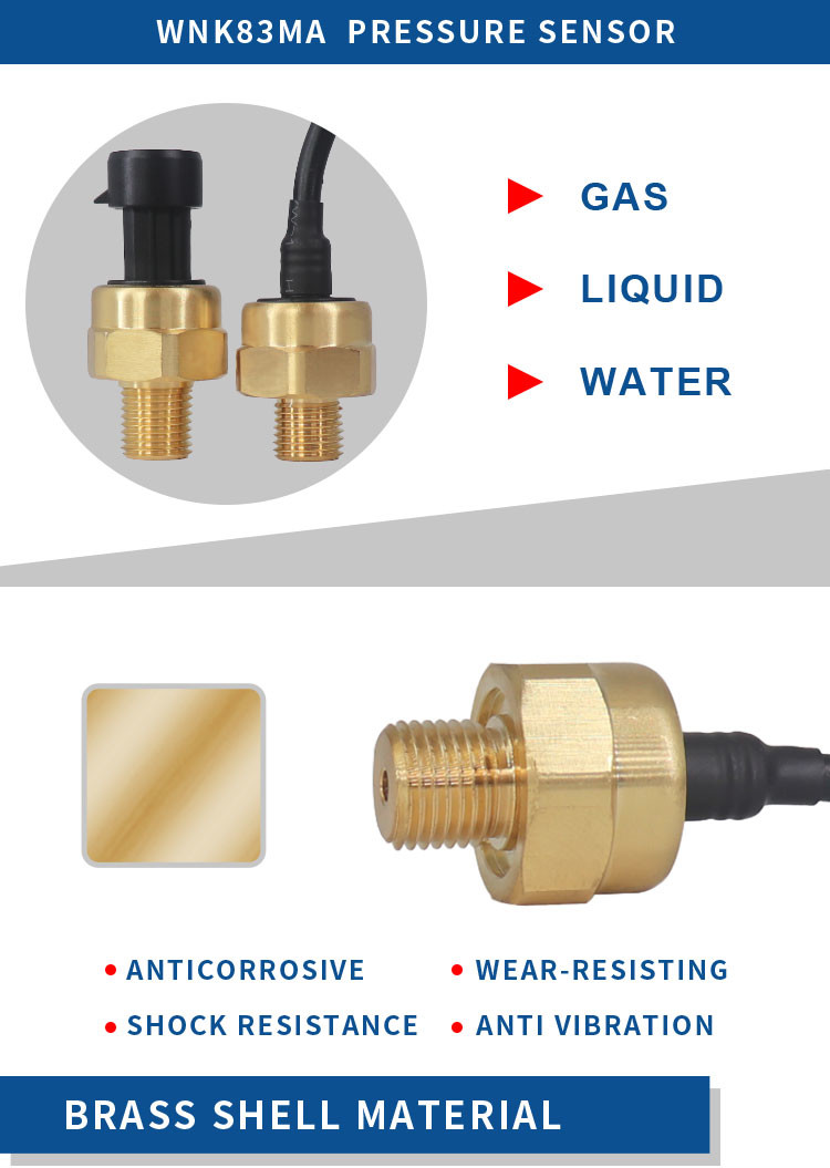 1/4NPT 2MPa Ceramic Capacitive Pressure Sensor With Cable Outlet