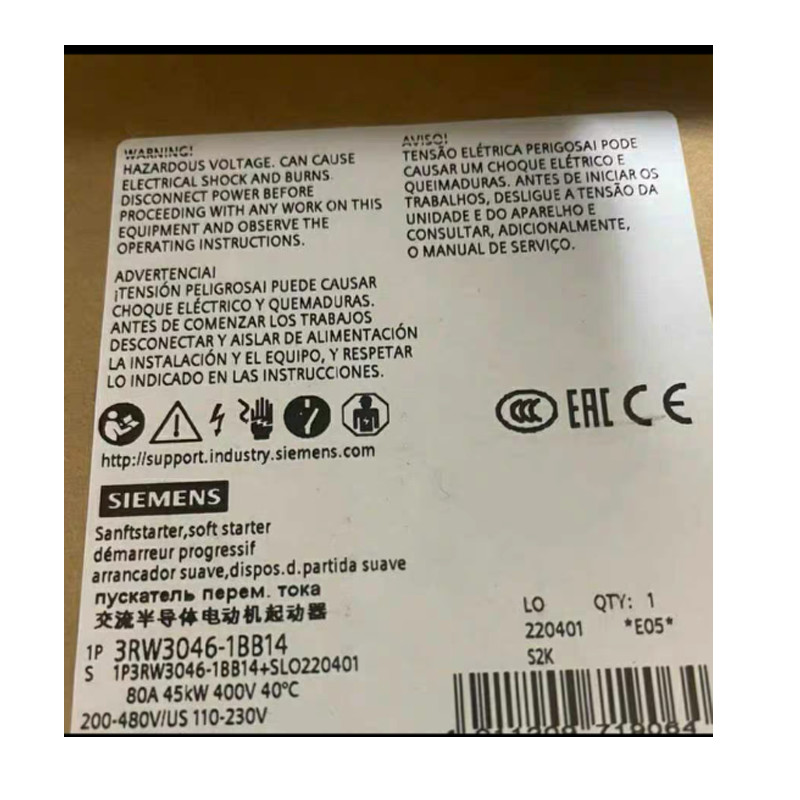 45KW SIRIUS Siemens 3rw Soft Starters 3RW3046-1BB14 S3 80A