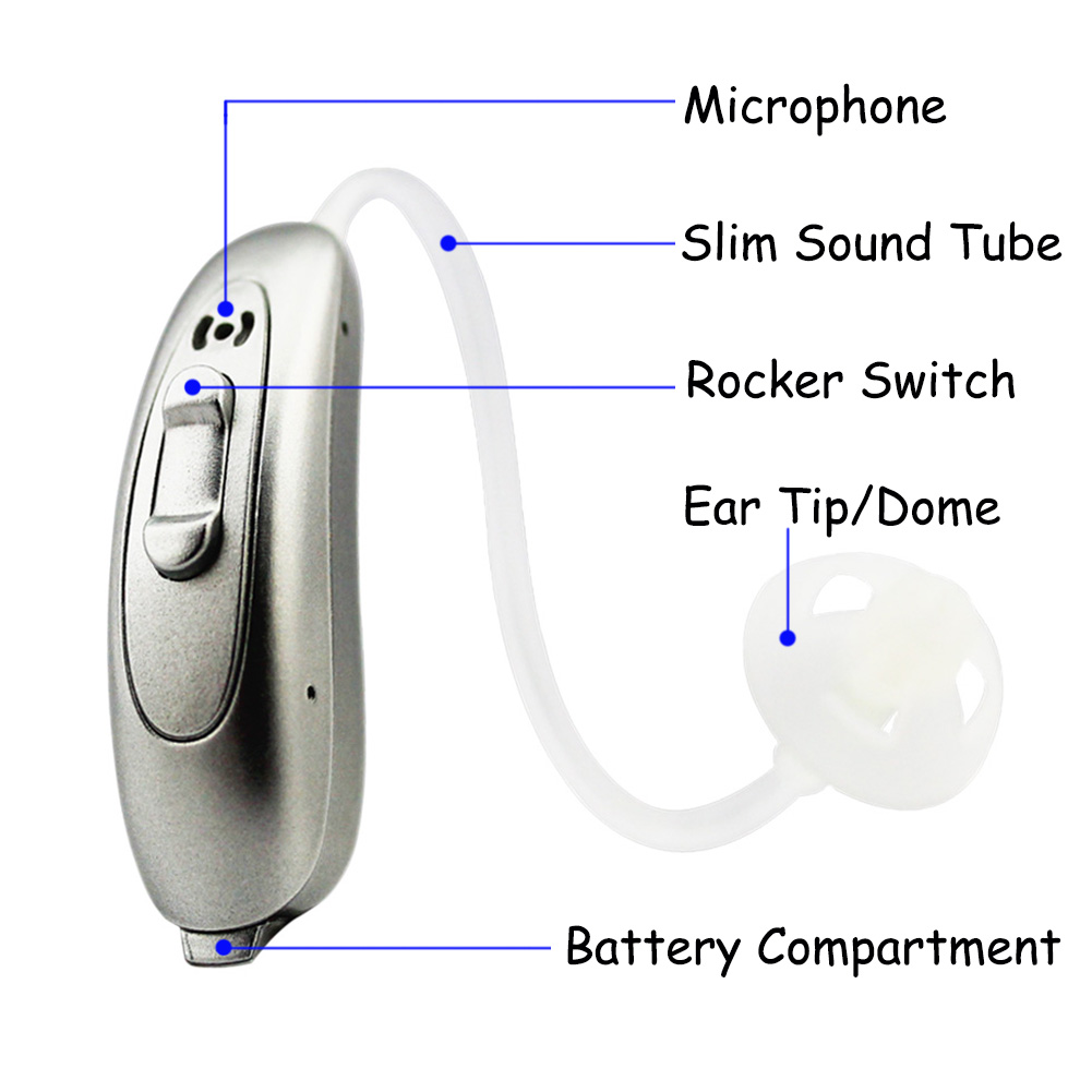 Deaf Open Fit BTE Hearing Aid Beige Hearing Amplifier With Noise Reduction