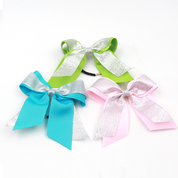 Elastic Band Hair Bow Ribbon Grosgrain Material Solid Color Cheer Style