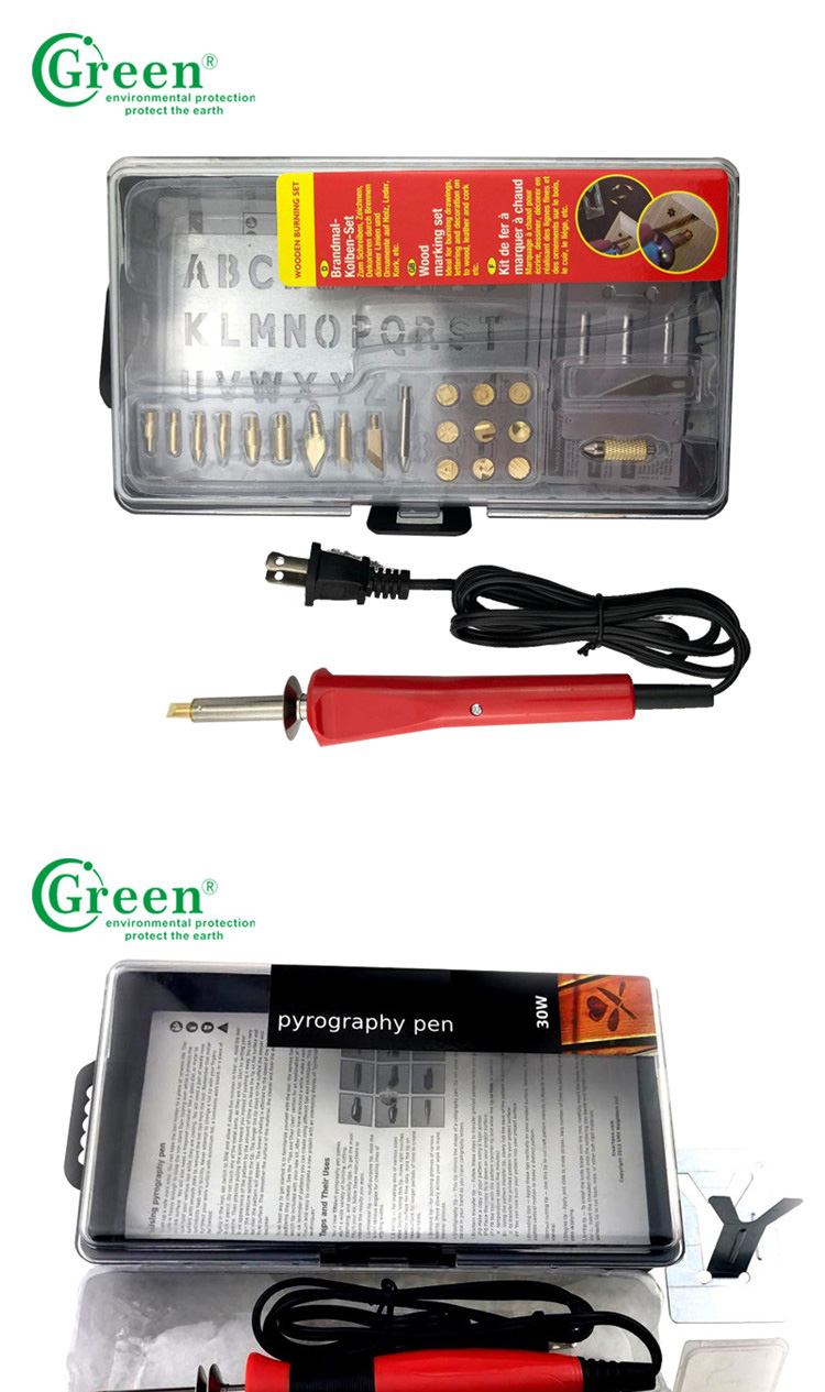Pyrography Electric Iron Wood Burning Kit / Tool 110-240V Green PS2000