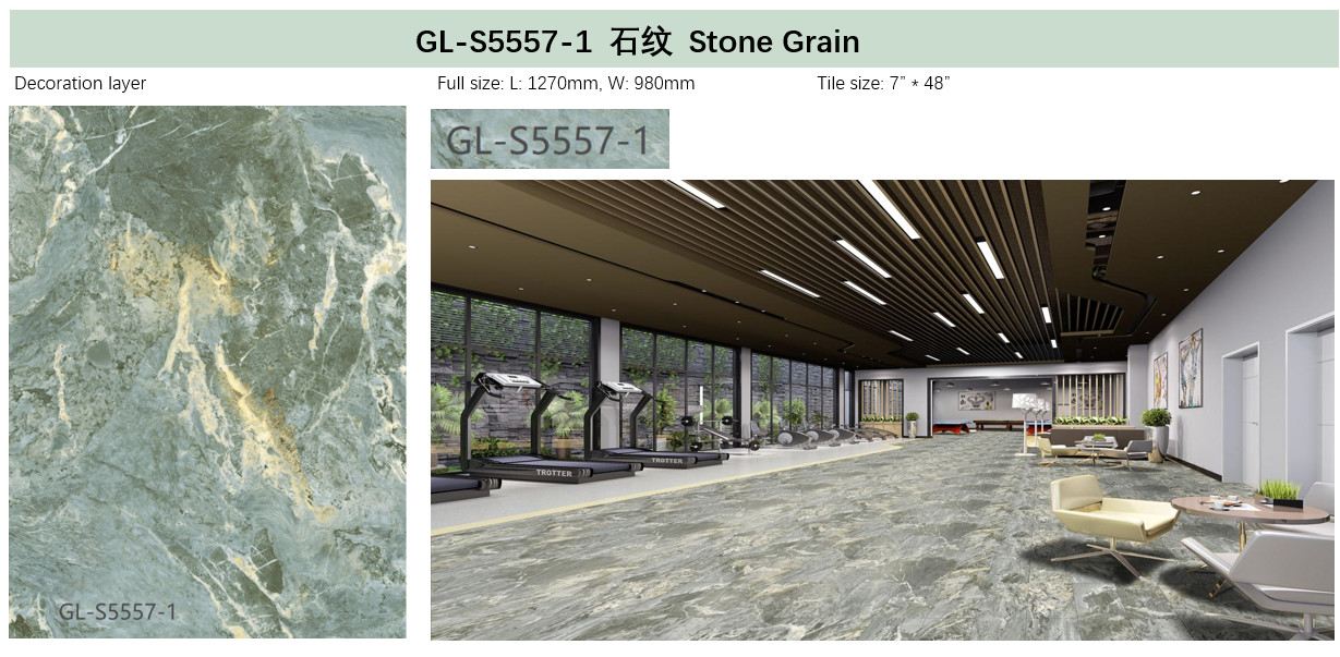 Spruce Green Marble Vinyl Flooring Seamless Scratch Resistant GKBM Greenpy GL-S5557-1