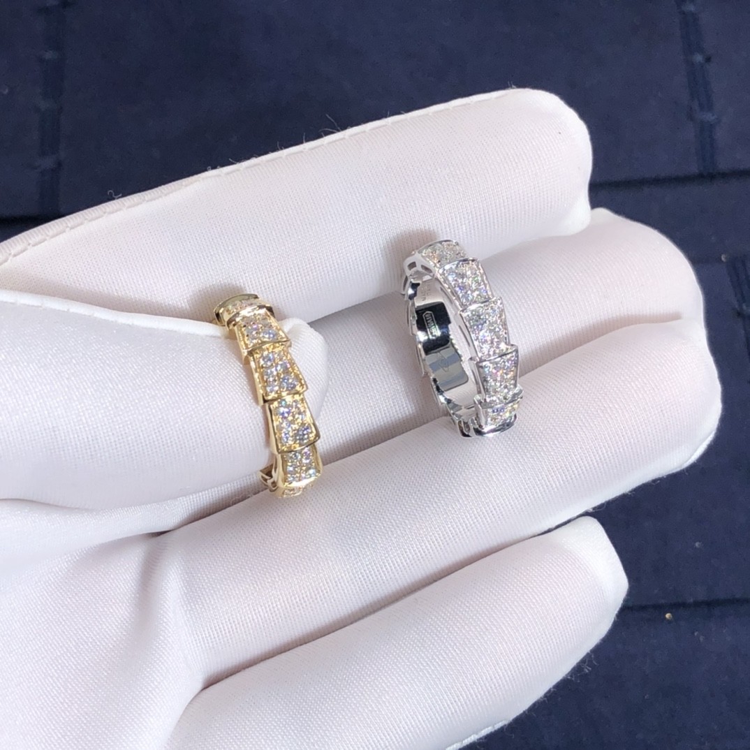 Elegant Customized 18K Gold Serpenti Viper Ring Diamond Ring Yellow Gold White Gold Thick Model