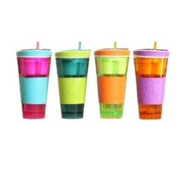 Custom Color Plastic Lunch Boxes Silicon 2 In 1 Snack Drink Cup With Sealed Lid