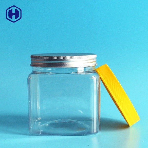 Stackable Square Wide Mouth Plastic Jars Space Saving Fully Airtight