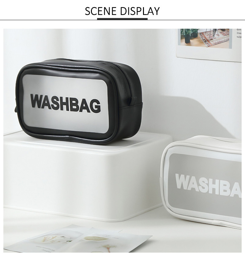Simple Style Zipper Closure Unisex Frosted PVC Makeup Bag
