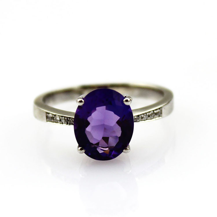 Sterling Silver Oval Blue Topaz Cubic Zirconia Ring Jewelry (F06)