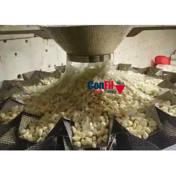 14 Head Auto Weighing Packing Machine For Garlic 5KG 10KG VFFS Packing Line