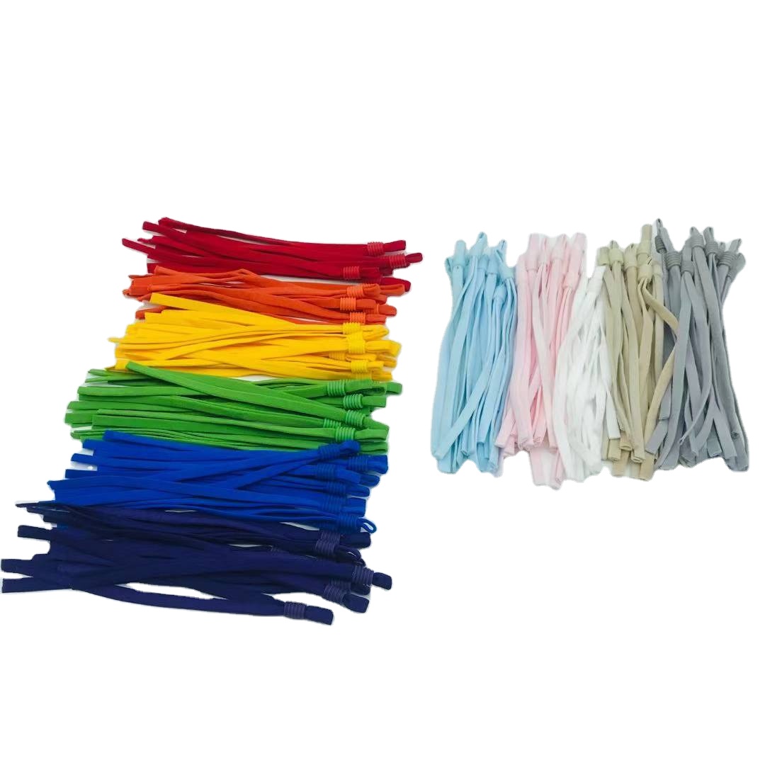 2022 New arrival wholesale colorful flat 5mm adjustable medical elastic band ear loop with buckle for facemask