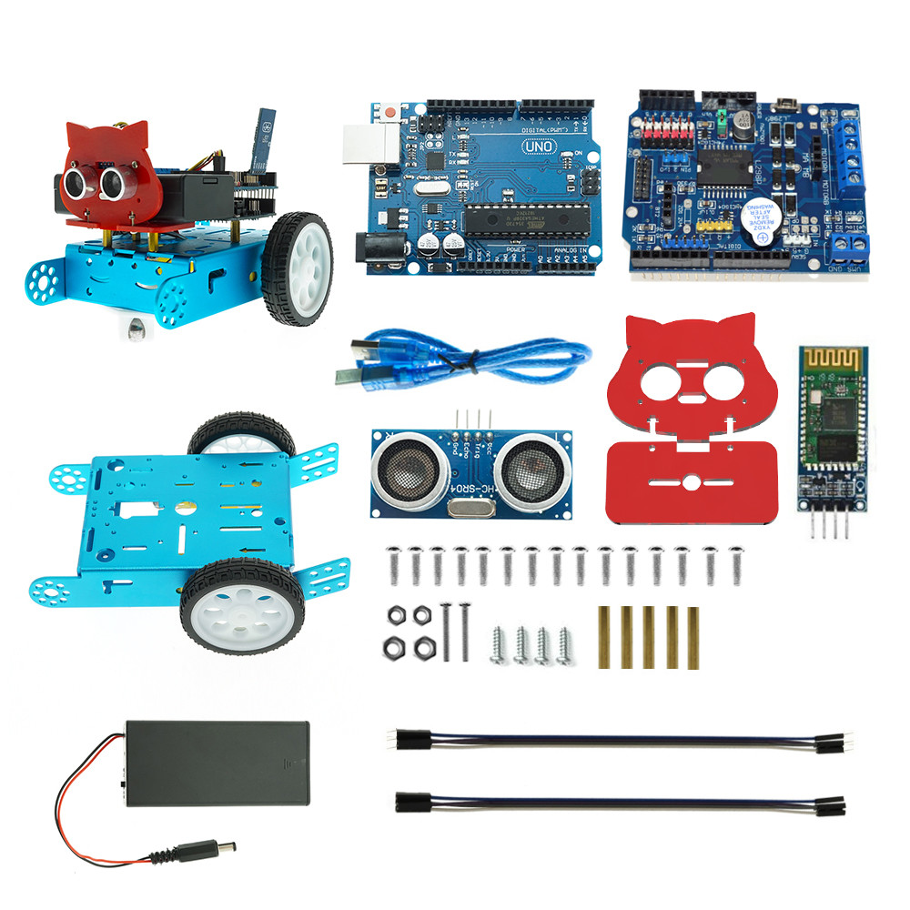Aluminum Alloy 2WD Arduino Starter Kit Bluetooth Car STEM Robot Kit OKY5016
