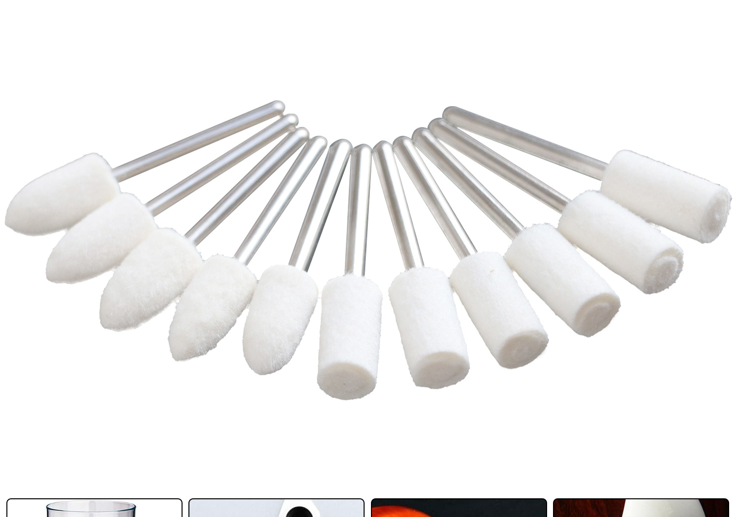 10pcs Wool Grinding Head Round Cylindrical Bullet Type Polishing 2.35mm