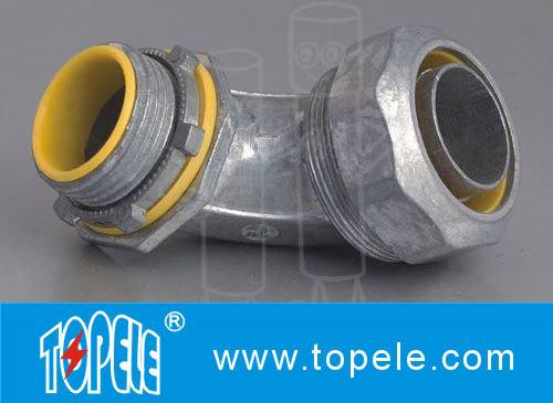 Blue / Yellow Zinc Die Cast Flexible Liquid Tight Conduit Connector Fittings 90