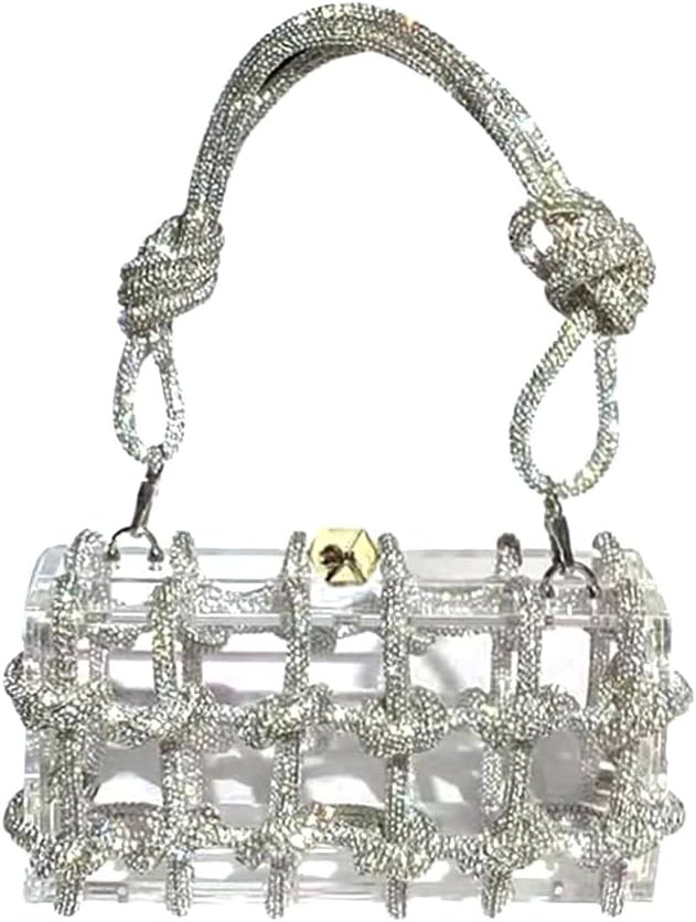 Clear Acrylic Bag Rhinestone Acrylic Clutch Crystal Evening Purses for Women Glitter Handbag for Wedding Cocktail Party